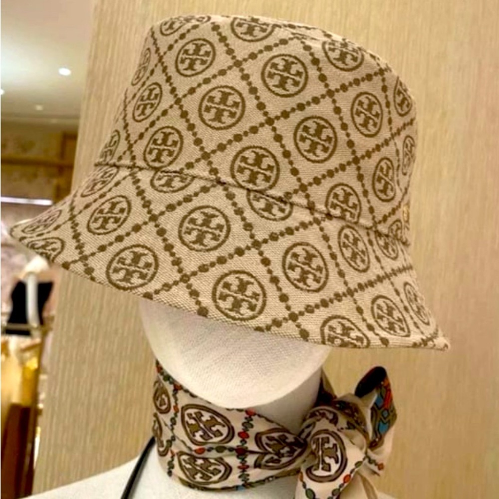 Tory Burch T Monogram Canvas Bucket Hat